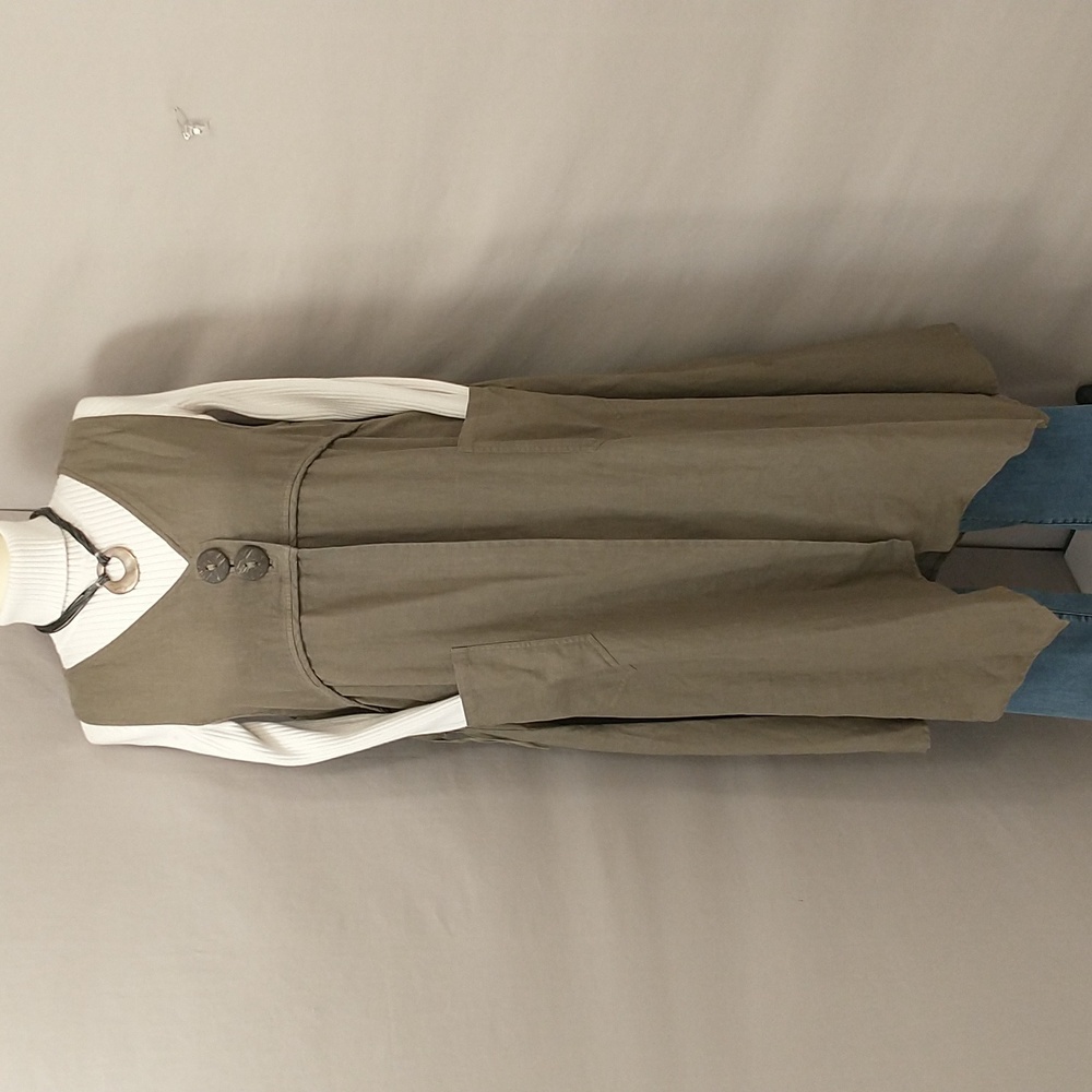 Long 100% Linen Vest Unstructured Cheyenne of Seattle Lagenlook Layering Pockets